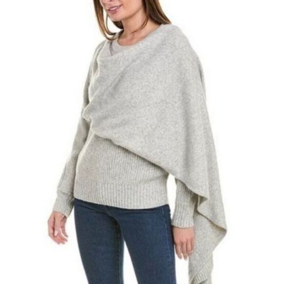 NWOT New Cabi Grey Wrap Pullover Knit Sweater w/Attached Scarf/Shawl S Versatile - Picture 3 of 9